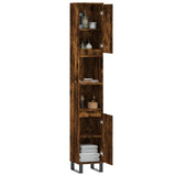 Bathroom Cabinet Smoked Oak 30x30x190 cm Engineered Wood 831545
