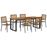 Garden Dining Set 7 pcs Black Solid Acacia Wood 3365466