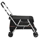 Folding Dog Stroller Black 100x49x96 cm Linen Fabric 172202