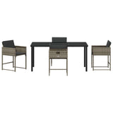 Garden Dining Set with Cushion 5 pcs Grey Poly Rattan 3380014