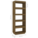 Book Cabinet/Room Divider Honey Brown 60x35x167 cm Solid Pinewood 810877