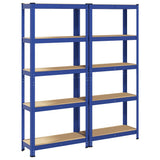 5-Layer Storage Shelves 2 pcs Blue Steel&Engineered Wood 3307586