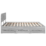 Bed Frame with Drawer Grey Sonoma 200 x 200 cm Engineered Wood 3412155
