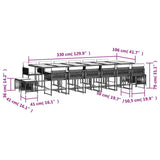 17 Piece Garden Dining Set with Cushions Light Grey Poly Rattan 3211547