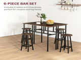 6-Piece Bar Table Set, 2 Breakfast Tables with 4 Stools, Counter Height Dining Tables & Chairs for T3398P344418