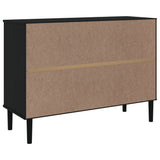 Sideboard SENJA Rattan Look Black 112x40x80 cm Solid Wood Pine 358027