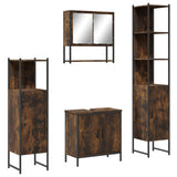 4 Piece Bathroom Furniture Set Smoked Oak Engineered Wood 3214712