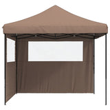 ZNTS Foldable Party Tent Pop-Up with 2 Sidewalls Brown 4004925