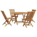 Garden Dining Set Folding 5 pcs Brown Solid Teak wood 3385967