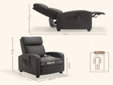 Recliner Armchair, Massage Faux Leather Push Back Reclining Chair with Adjustable Leg Rest, Side T3398P340996