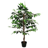 Artificial Ficus Plant Green 90 x 16 x 110 cm Fabric and Wood 42042076