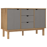 Sideboard OTTA Brown and Grey 113.5x43x73 cm Solid Wood Pine 348592