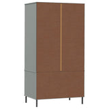 Wardrobe with Metal Legs Grey 90x55x172.5 cm Solid Wood OSLO 350989