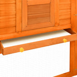 Outdoor Rabbit Hutch with Run Brown Solid Fir Wood 170872