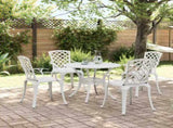 Garden Dining Set White Cast Aluminium 5 Piece Set Ergonomic 3216336