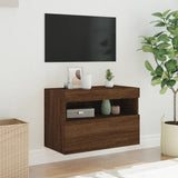 TV Wall Cabinet with LED Lights Brown Oak 60x30x40 cm 837195