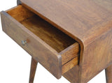 Solid Wood Curved Chestnut Bedside, 2 Drawers, Dark Brown B2743P402920