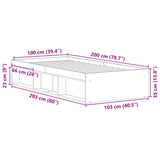Bed Frame without Mattress Grey Sonoma 100x200 cm 3203836