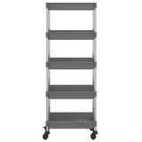 5-Tier Kitchen Trolley Grey 42x29x128 cm Iron and ABS 336333