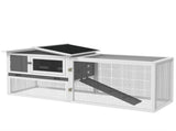 Rabbit Hutch with Run Wooden Guinea Pig Hutch Outdoor Bunny Cage Hide House with Sliding Tray, Hay T3398P548564