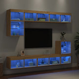 8 Piece TV Wall Units with LED Sonoma Oak Engineered Wood 3216670