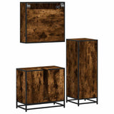 3 Piece Bathroom Furniture Set Smoked Oak Engineered Wood 3301047