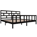 3101372 Bed Frame without Mattress Black Solid Wood 200x200 cm