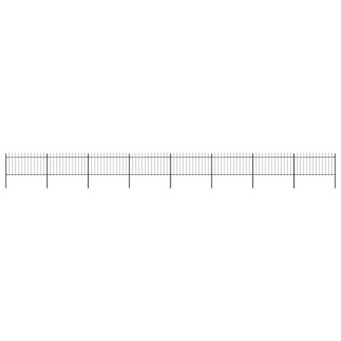 Garden Fence with Spear Top Steel 1426x100 cm Black 277618