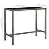 Garden Bar Table Grey 130x60x110 cm Poly Rattan and Glass 313462