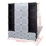 Modular Cabinet 18 Compartments Black and White 37x146x180.5 cm 240501