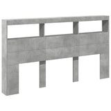 Headboard Cabinet with LED Concrete Grey 180x17x102 cm 839213