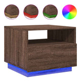 Coffee Table with LED Lights Brown Oak 50x49x40 cm 839832