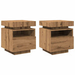 ZNTS Bedside Cabinets with LED Lights 2 pcs Artisan Oak 40x39x48.5 cm 857661