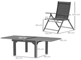 7 Piece Outdoor Dining Set with Extendable Table and 6 Folding Chairs for Patio, Balcony, Deck, Grey T3398P327928