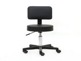 Round Shape Plastic Adjustable Salon Stool with Back Black 42012977