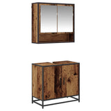 Bathroom Furniture Set with Door 2 pcs Old Wood Engineered Wood 3402345