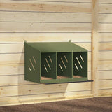 Chicken Nesting Box with 3 Compartments Olive Green Metal 864345