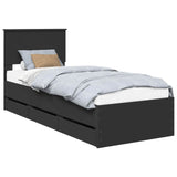 Bed Frame with Drawer Black 75 x 190 cm Engineer Wood 3410757