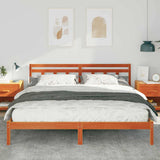 Bed Frame with Headboard Brown Pine wood 872364