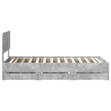 Bed Frame with Drawer Concrete Grey 90 x 200 cm Engineered Wood 3412223