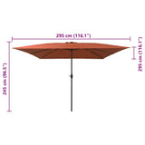 Garden Parasol Terracotta 295 x 295 x 245 cm 42003657