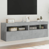 TV Wall Cabinets with LED Lights 2 pcs Concrete Grey 60x30x40 cm 837190