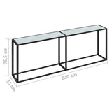 Console Table White Marble 220x35x75.5cm Tempered Glass 331692