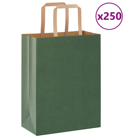 ZNTS Paper Bags 250 pcs with Handles Green 21x11x28 cm 4101951