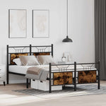Bed Frame without Mattress Smoked Oak 120x190 cm Small Double Engineered Wood 4106758