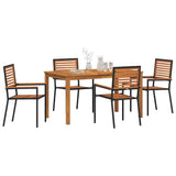 Garden Dining Set 5 pcs Black Solid Acacia Wood 3365535