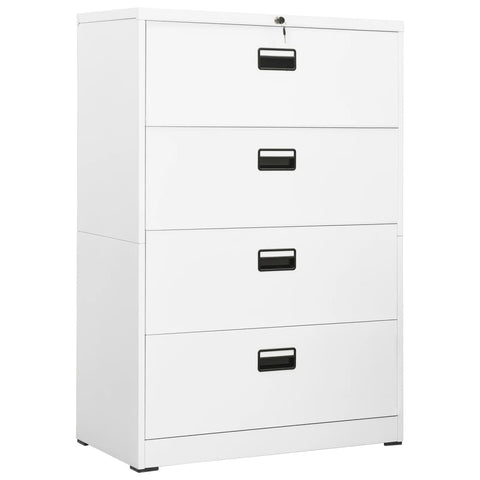 ZNTS Filing Cabinet White 90x46x134 cm Steel 336294