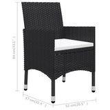 Garden Dining Set Black, cream white cushion 3095930