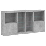 Sideboard with LED Lights Concrete Grey 202x37x100 cm 3209187