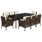 9 Piece Garden Dining Set with Cushions Brown Poly Rattan 3211947